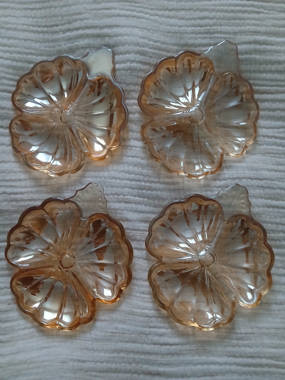 Vintage Jeannette Marigold Carnival Glass Dishes, Iridescent Depression Glass
